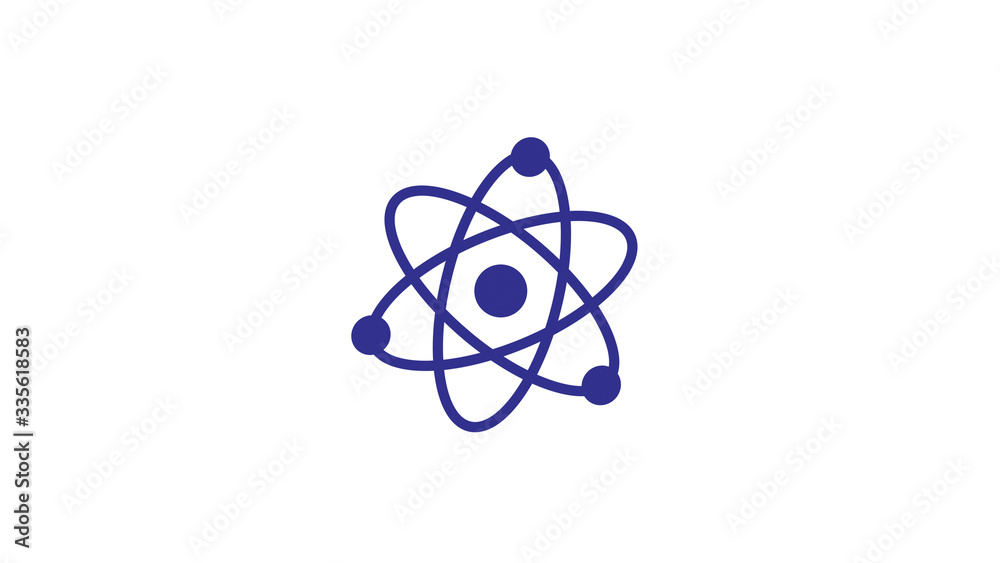 Amazing blue dark atom icon,Atom icon on white background Amazing blue dark atom icon,Atom icon on white background