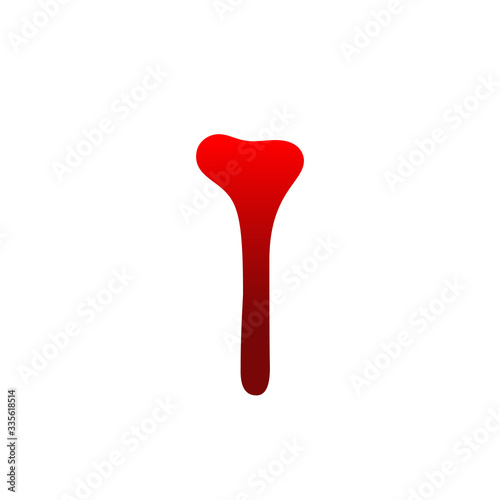 Blood drip. Drop blood isloated white background. Happy Halloween decoration design. Red splatter stain, splash spot, horror blot. Bleeding bloodstain scare texture. Liquid paint. Vector illustraton