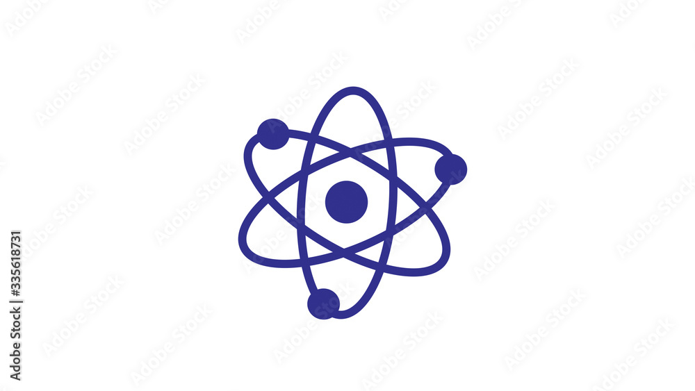 Amazing blue dark atom icon,Atom icon on white background Amazing blue dark atom icon,Atom icon on white background