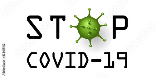 Coronavirus 2019-nCoV. Corona virus 3D icon. Green sign isolated white background. China pathogen respiratory infection. Design bacteria Influenza pandemic Corona-virus prevention. Vector illustration