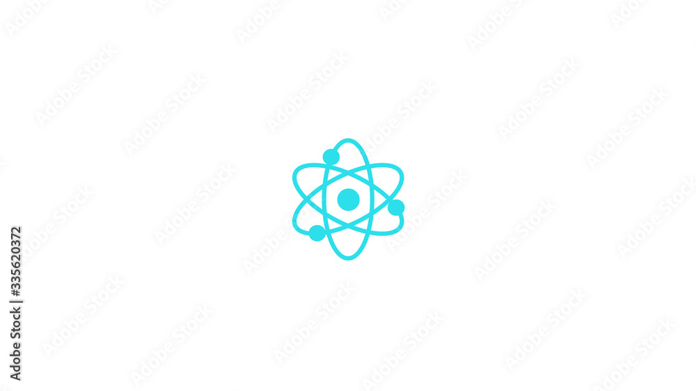 Amazing aqua color atom icon,white background atom icon Amazing aqua color atom icon,white background atom icon