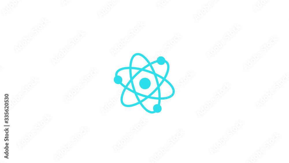 Amazing aqua color atom icon,white background atom icon Amazing aqua color atom icon,white background atom icon