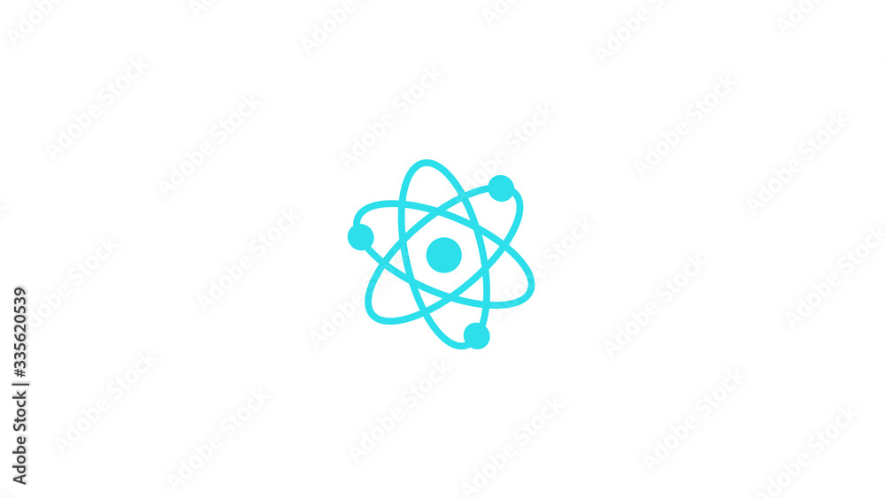 Amazing aqua color atom icon,white background atom icon Amazing aqua color atom icon,white background atom icon