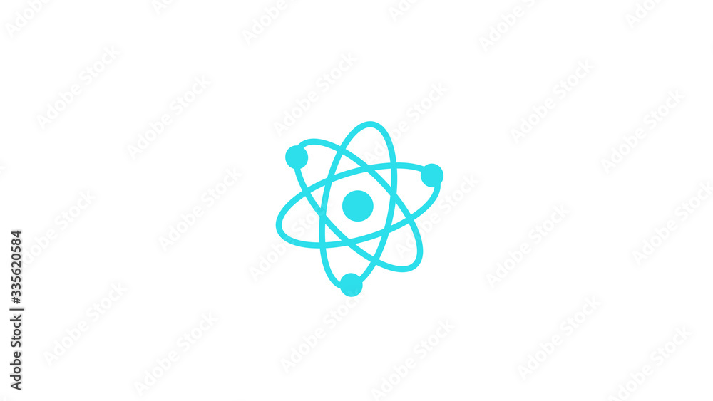 Amazing aqua color atom icon,white background atom icon Amazing aqua color atom icon,white background atom icon
