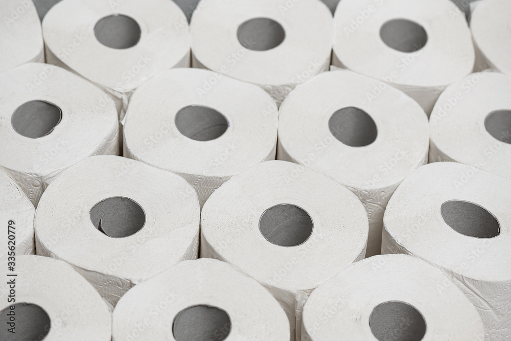 Toilet paper rools stacked on top of each other Toilet paper rools stacked on top of each other