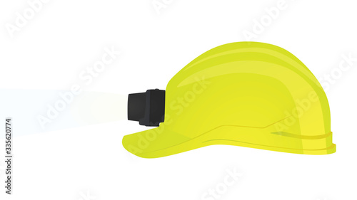 Safety helmet with lamp. vector illustration