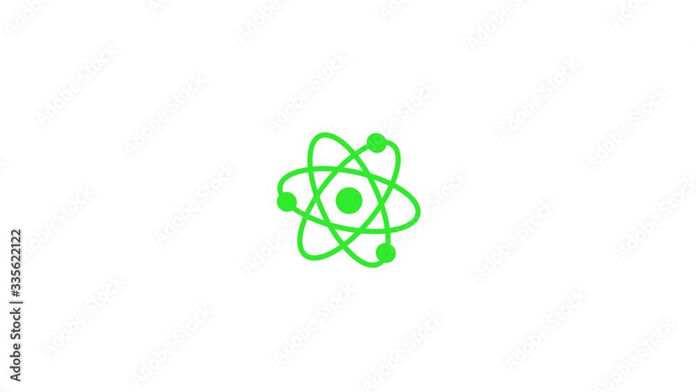 New green atom icon,science icon,Atom icon on white background New green atom icon,science icon,Atom icon on white background