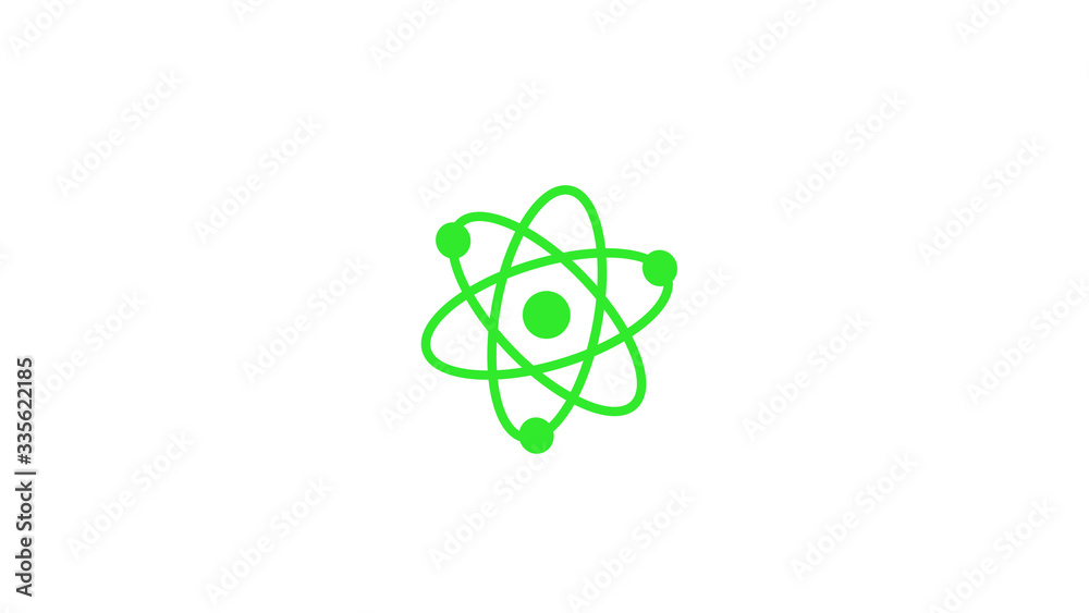 New green atom icon,science icon,Atom icon on white background New green atom icon,science icon,Atom icon on white background
