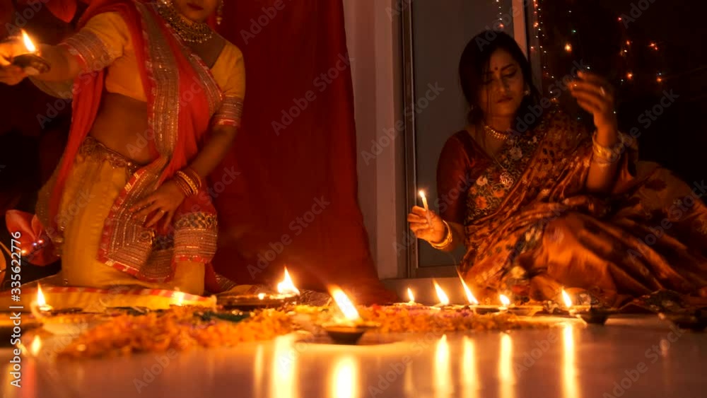 Two beautiful Indian Bengali women in Indian traditional dress