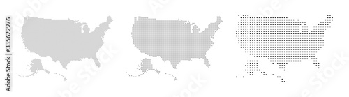 Abstract USA or United States of America Map with dot Pixel Spot Modern Concept Design Isolated on White background Vector illustration.