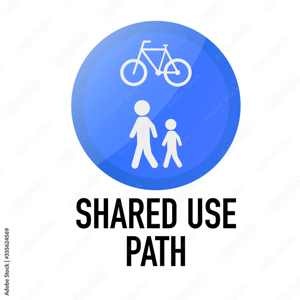 Shared Path use Information and Warning Road traffic street sign, vector illustration isolated on white background for learning, education, driving courses, sticker. From collection Shared Path use Information and Warning Road traffic street sign, vector illustration isolated on white background for learning, education, driving courses, sticker. From collection