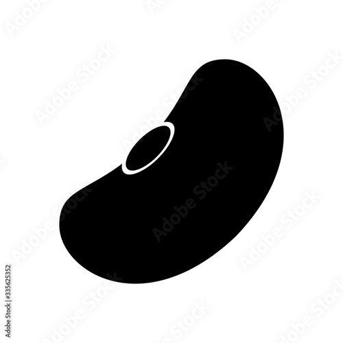 Kidney bean or common bean icon in solid line style. Crop harvesting, nutrition, food symbol.