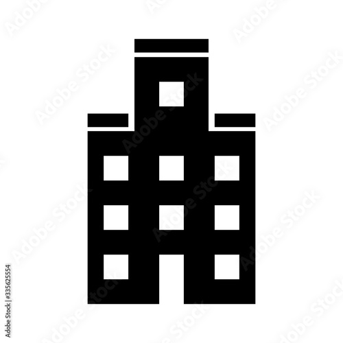 Apartment building icon in solid line style. Business office, rental property sign. Real estate concept. Modern city building architecture symbol for perfect web and mobile app designs.