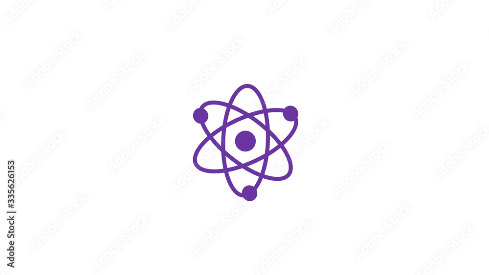 Amazing purple color atom icon on white background,New atom icon