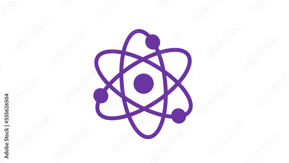 Amazing purple color atom icon on white background,New atom icon