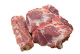 raw red pig meat on  white background