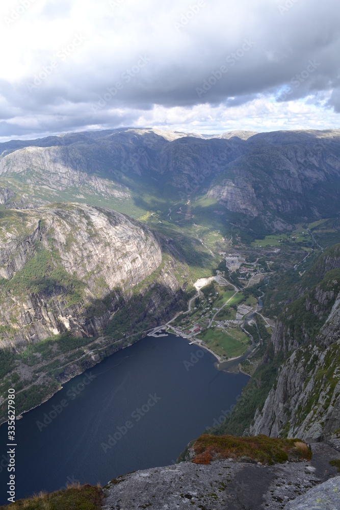 view from the mountain and fjord
