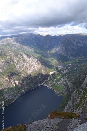 view from the mountain and fjord