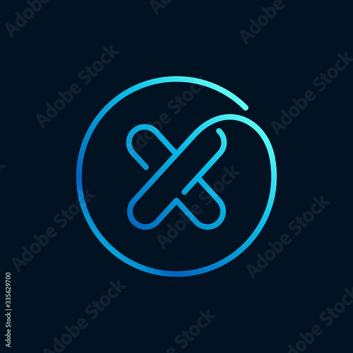 X letter logo in a circle. Impossible line style.