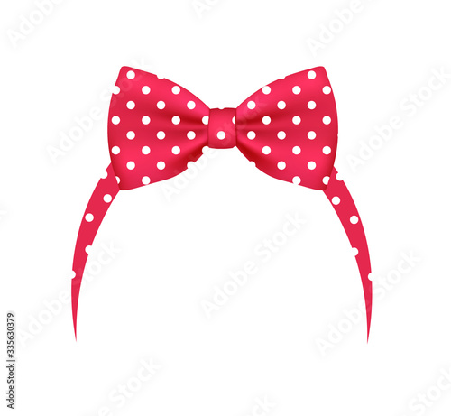 Red bow headband. vector illustration