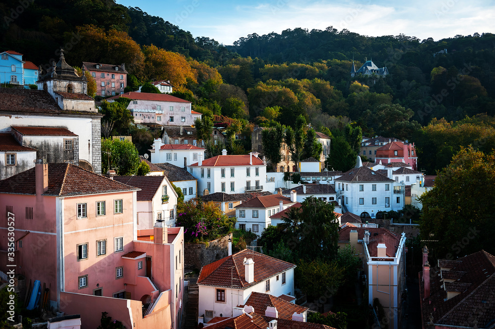 Widok na budynki w portugalskiej miejscowości Sintra
