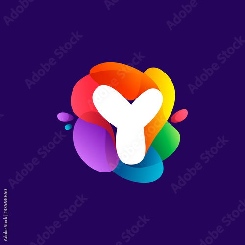 Letter Y logo at colorful multicolor gradient splash.