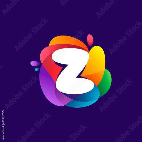 Letter Z logo at colorful multicolor gradient splash. © kaer_fstock