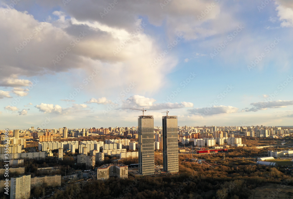 Fototapeta premium panoramic views from the drone on the architectural infrastructure of the big city