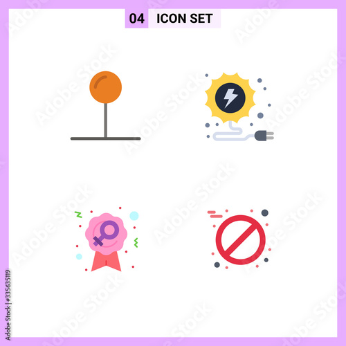 Flat Icon Pack of 4 Universal Symbols of coordinate, woman, electricity, badge, pill