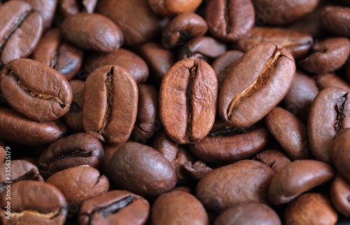 Coffee beans closeup. Macro photography. Coffee mood.
