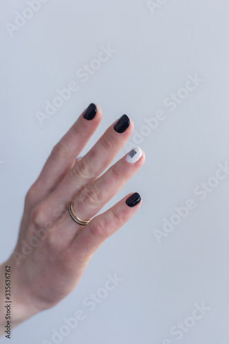 qr code manicure, female graceful hands