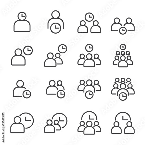 Simple Set of Business People Related Vector flat Line Icons. Contains such as time management, organization, community, group of people or person and more.