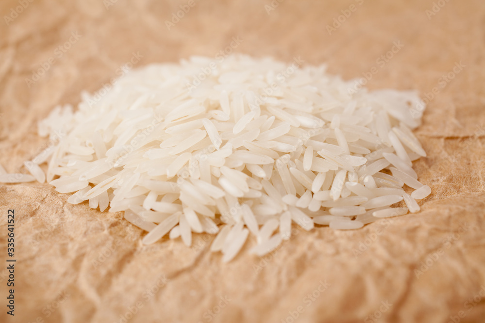 A bunch of basmati rice on canvas paper A bunch of basmati rice on canvas paper