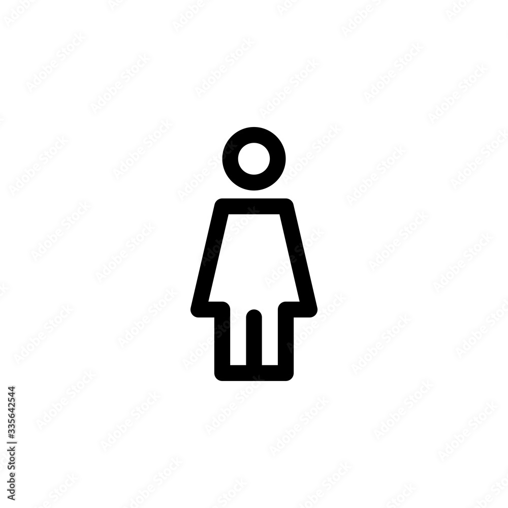 Woman Public Sign Outline Icon Vector Illustration

