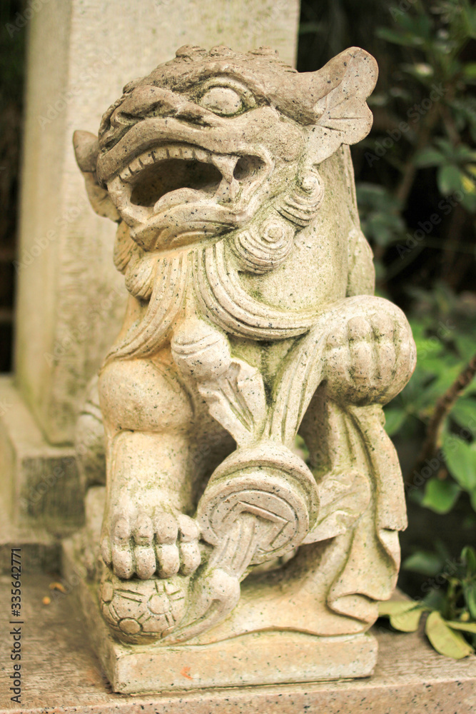Ancient Chinese Stone Lion Sculpture