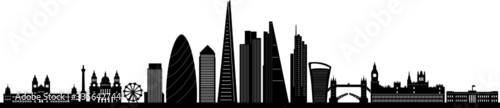 LONDON City Skyline Silhouette Cityscape Vector