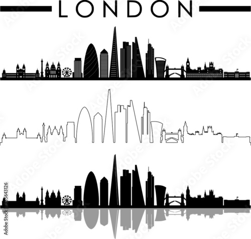 Photography LONDON City Skyline Silhouette Cityscape Vector