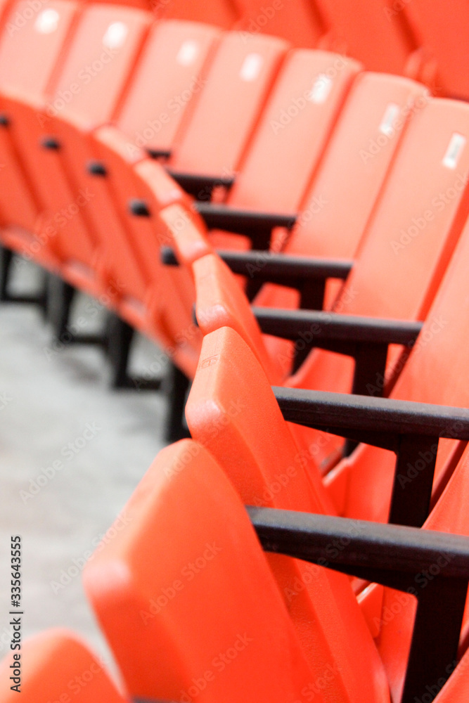 Orange stadium row seating