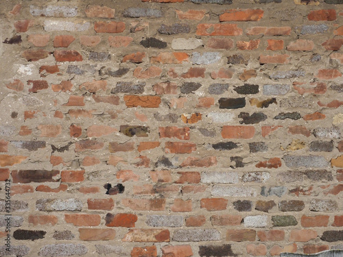 Background of old vintage brick wall. Brick wall background from a red brick