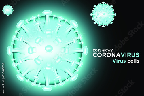 Background with realistic 3d turquoise blue cells. Vector illustration of danger symbol. vector illustration. 2019nCoV virus cells-01