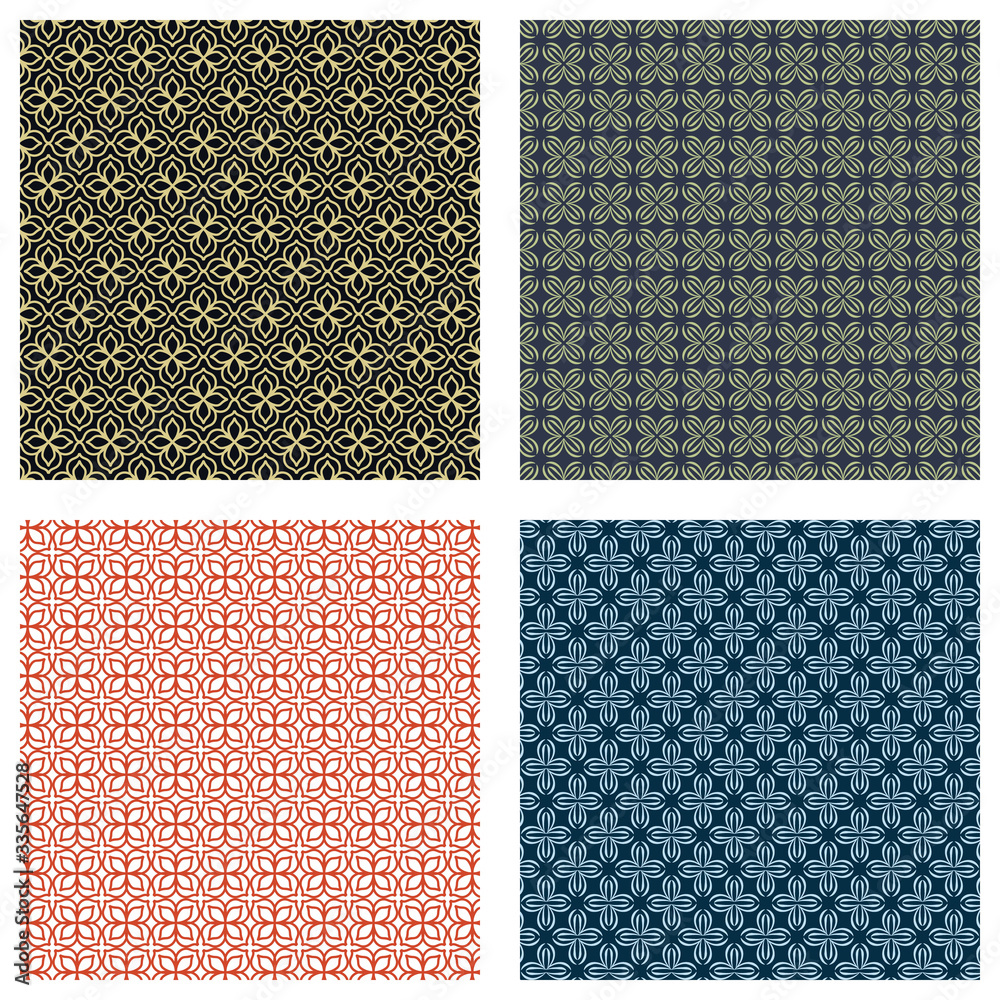 Geometric pattern collection for fabric, textile, print, surface design. Set of geometric patterns. Elegant geometric backgrounds collection