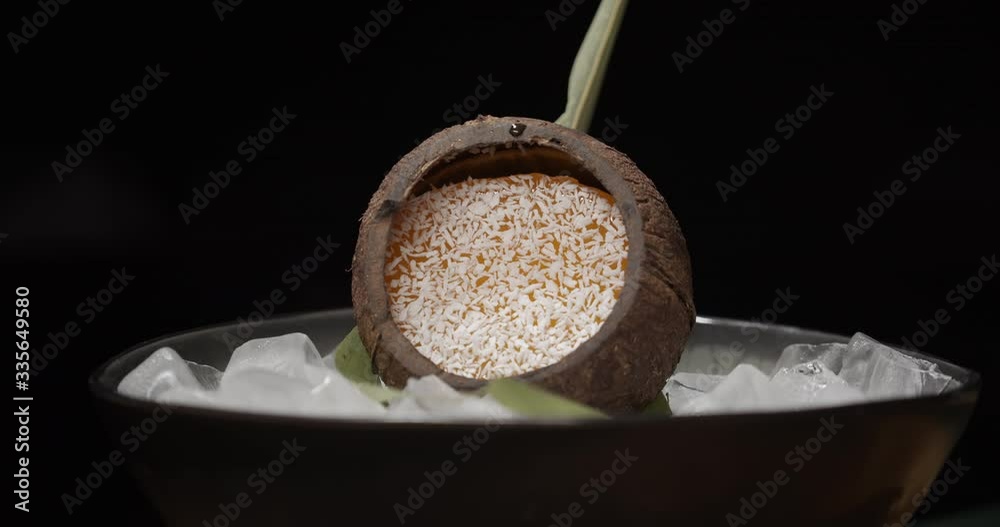 Sweet delicious cold dessert in pineapple shell. Sweet delicious cold dessert in pineapple shell.