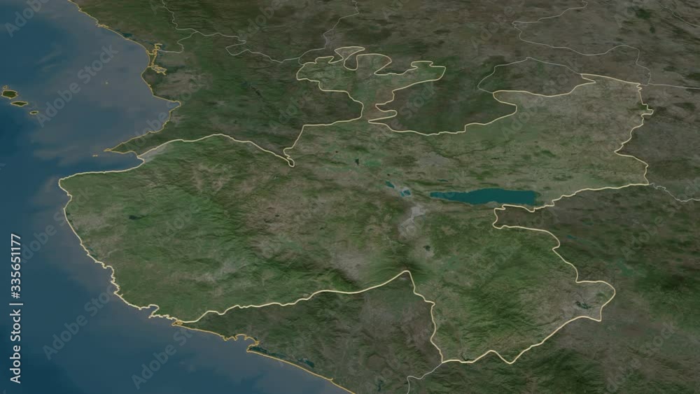 Jalisco, state with its capital, zoomed and extruded on the satellite map of Mexico in the conformal Stereographic projection. Animation 3D Jalisco, state with its capital, zoomed and extruded on the satellite map of Mexico in the conformal Stereographic projection. Animation 3D