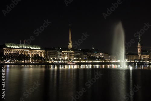 Skyline of Hamburg at night. photo