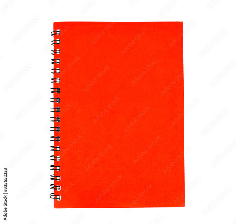 Picture of a red color covered single note paper diary isolated on a white background Picture of a red color covered single note paper diary isolated on a white background