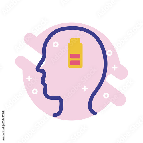 profile with battery level mental health line style icon