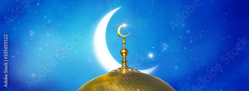 Photography Ramadan Kareem background with dome of the mosque