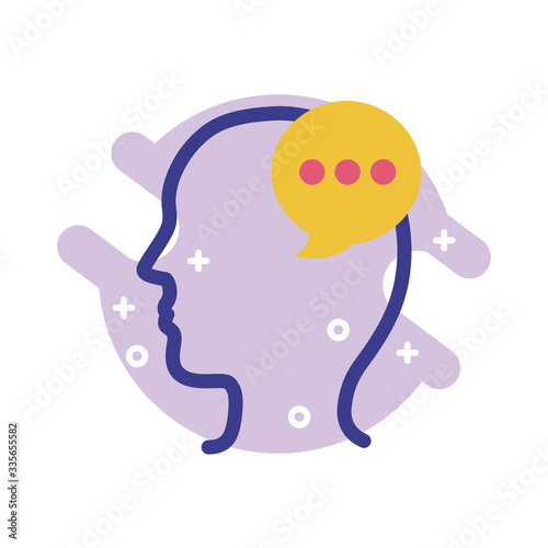 profile with speech bubble mental health line style icon