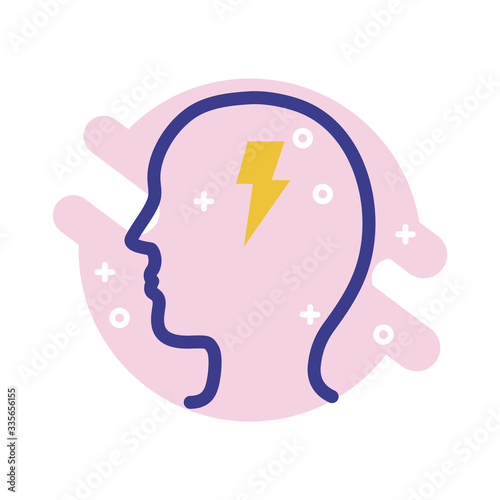 profile with ray thunder mental health line style icon