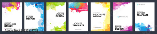 Vector templates for booklet, brochure or flyer watercolor background